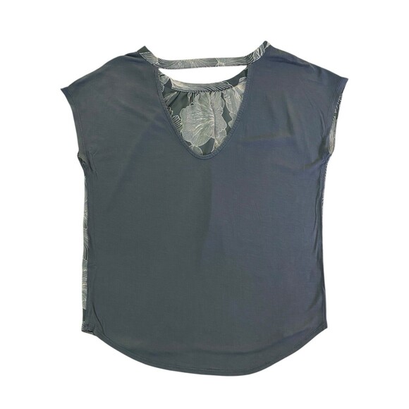 LOFT OUTLET Ann Taylor Top Women’s Floral Print Tunic Grey White Blouse Size XS - Picture 4 of 10
